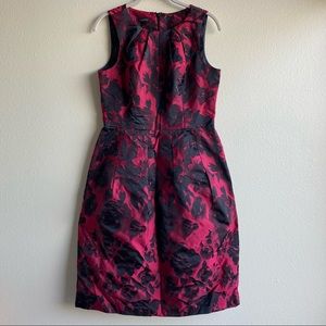 Talbots Red & Black Rose Fit & Flare Taffeta Dress Sz. 6